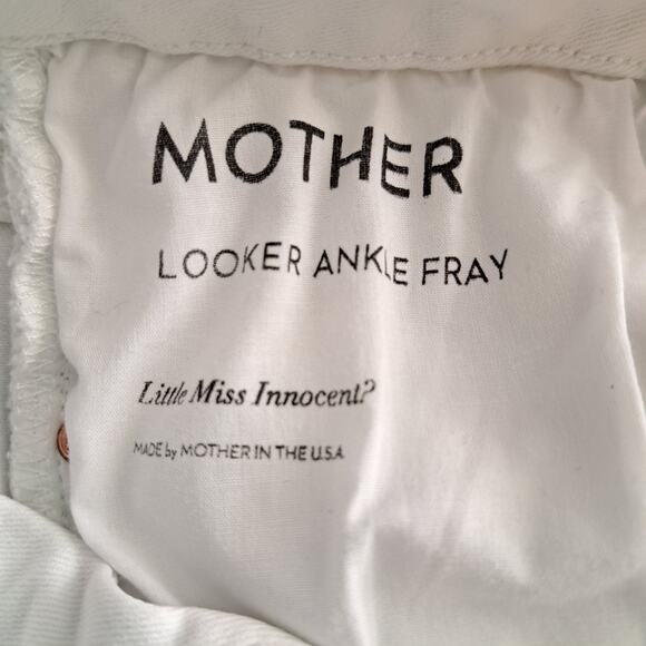MOTHER The Looker Ankle Fray Jeans Size 29 Little Miss Innocent White Distressed - Picture 6 of 13